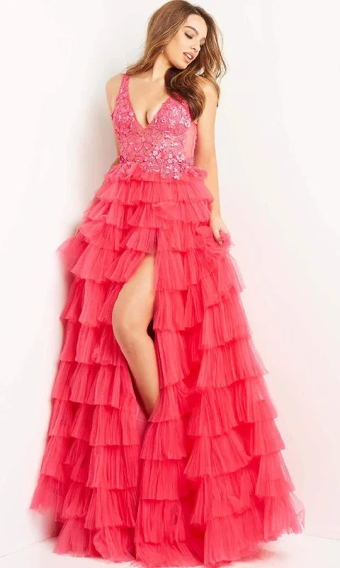 Bell sleeve dresses for womenJovani - 08238 Floral Lace Bodice Long Gown