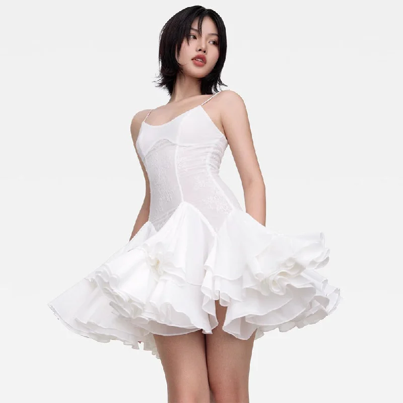 Summer dresses for hot weatherStrappy Sleeveless Lace Mini Dress ZNSBA1019