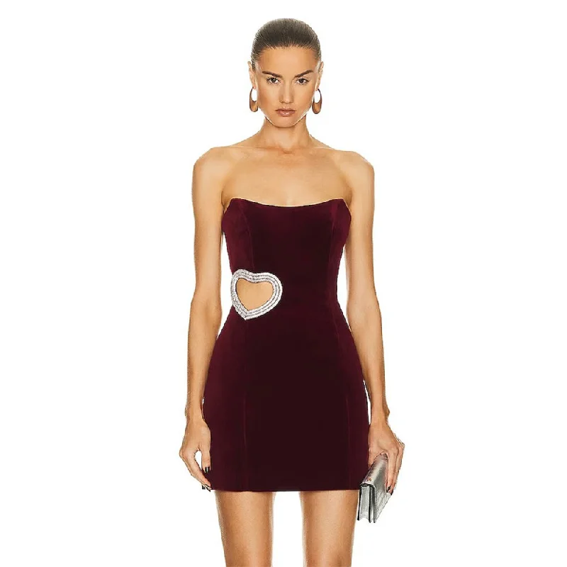 Spaghetti strap dresses for womenStrapless Sleeveless Cut Out Mini Dress ZNSBA717