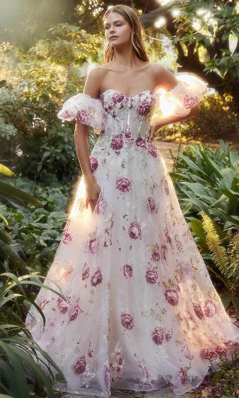 women's suit sets for tall sizesAndrea and Leo A1133 - Sweetheart Corset Floral Ballgown