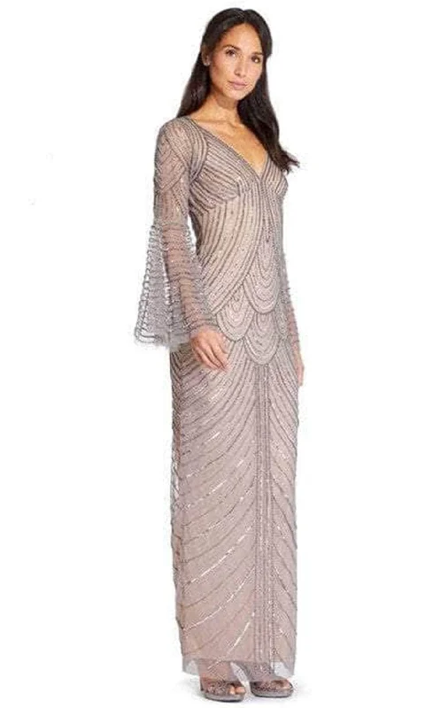Batwing sleeve dresses for womenAdrianna Papell AP1E205923 - Long Bell Sleeve V-Neck Evening Dress