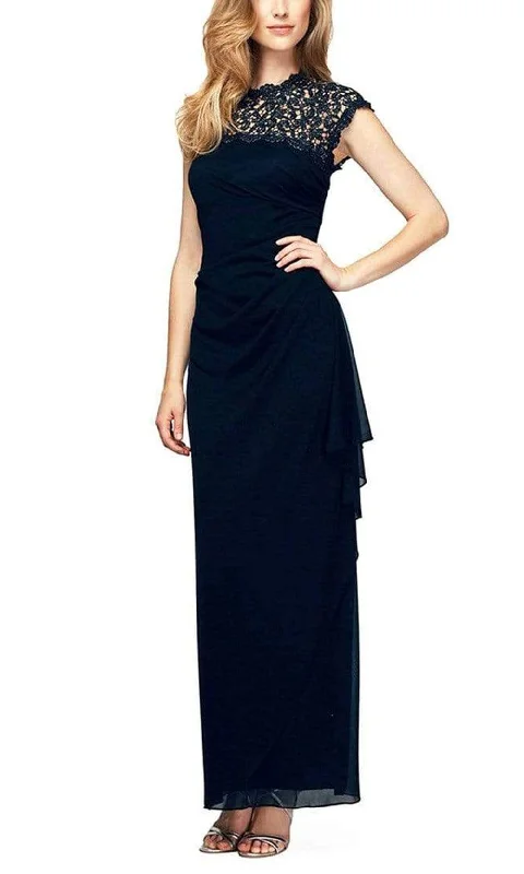 Cap sleeve dresses for womenAlex Evenings - 112388 Lace Illusion Neckline Cutout Back Long Dress