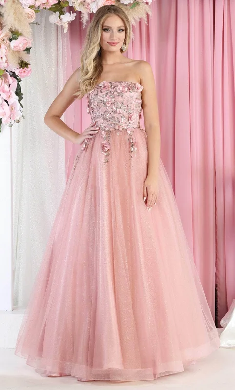 Bodycon dresses for womenMay Queen RQ7968 - Straight Neck Floral Long Gown