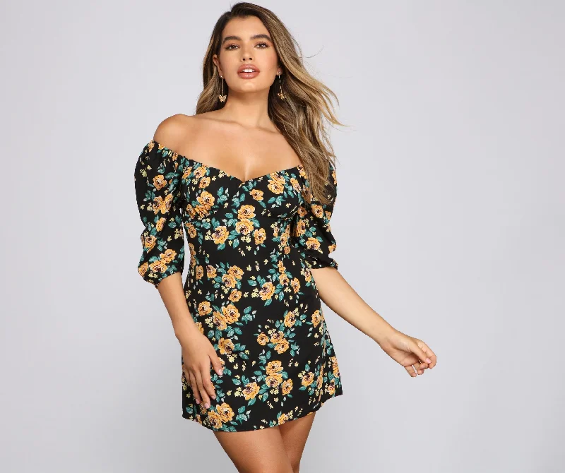 Lace dresses for womenFloral Frenzy Off Charming The Shoulder Skater Dress