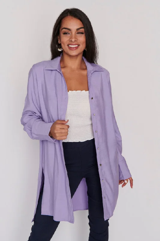 Striped women's topsDarcy Purple Long Shirt