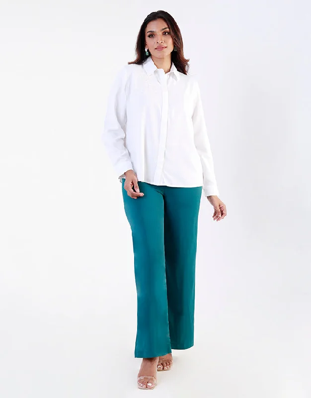 Fitted women's topsWhite Embroidered Shirt Blouse