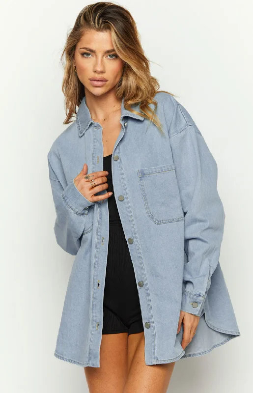 Moisture-wicking women's topsEleanora Blue Denim Button Up Shirt