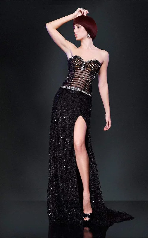 women's suit sets with relaxed fitsMNM COUTURE Sparkling Sweetheart Sheer Corset Gown 7989