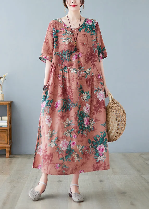 Denim dresses for womenOrange Patchwork Wrinkled Vacation Long Dresses Half Sleeve