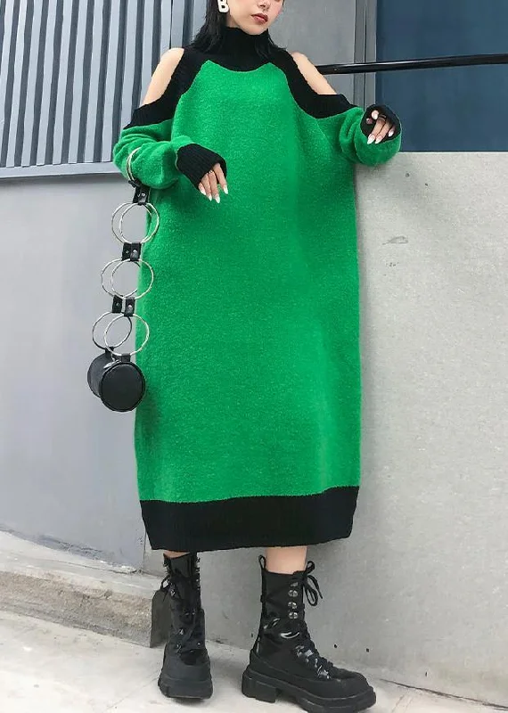 Running women's sweaterAesthetic green Sweater Wardrobes DIY high neck Funny off the shoulder sweater dresses