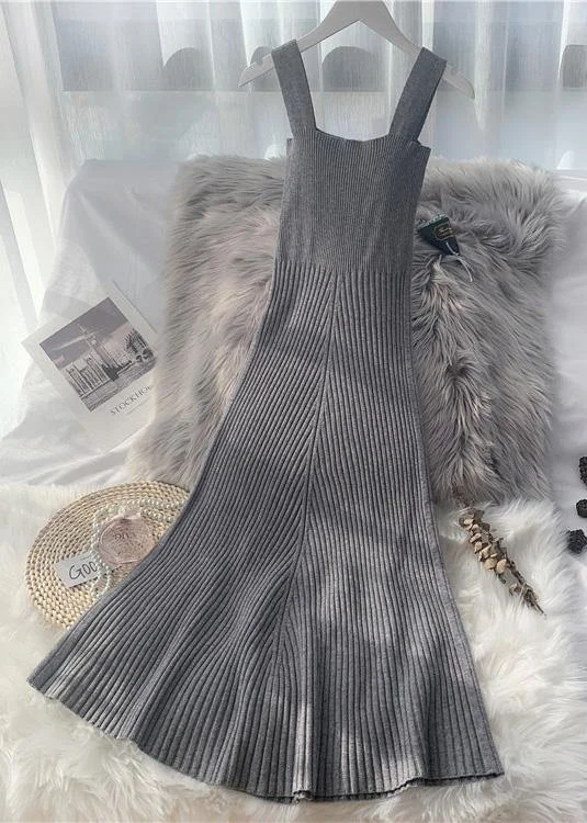Lavender women's sweaterKnitted big hem  Sweater Wardrobes Classy sleeveless daily knit dress