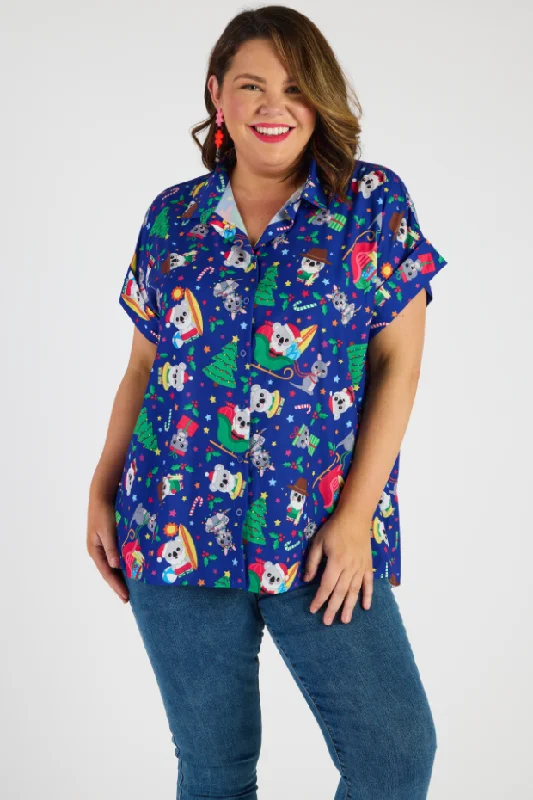 Floral print women's topsBelle Aussie Christmas Shirt