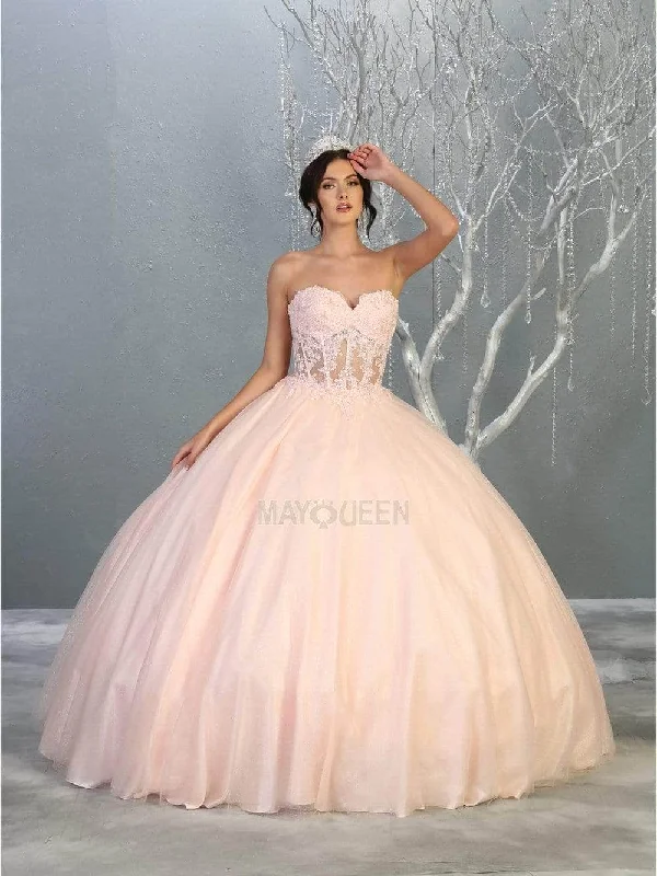 women's suit sets with scarvesMay Queen - LK141 Embroidered Corset Bodice Ballgown