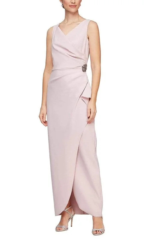 Checkered dresses for womenAlex Evenings - 134200 Sleeveless Surplice Bodice Long Fitted Dress