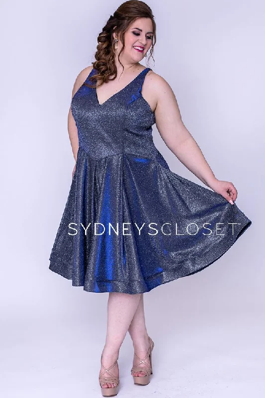 women's suit sets with wool blendsSydney's Closet SC8100 Cosmic Cobalt cocktail dress plus sized holographic size 14