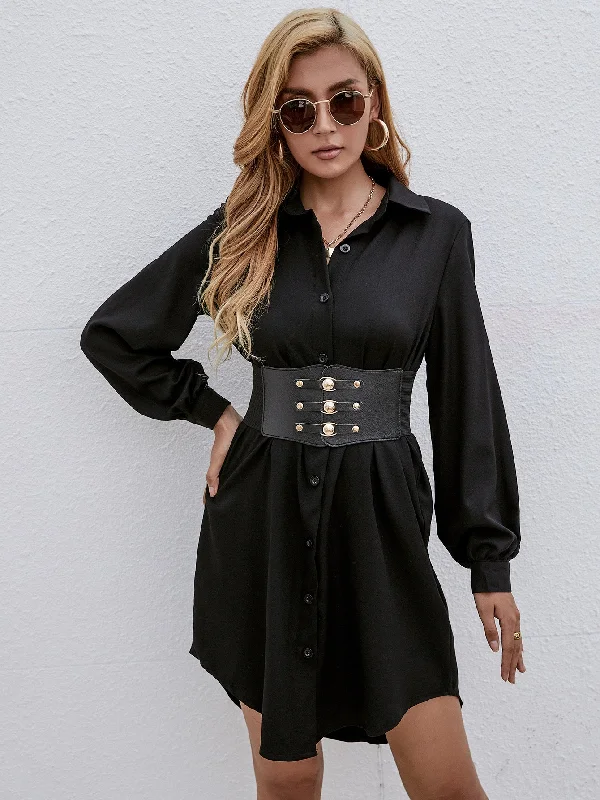 elegant women's outfit setsKittenAlarm - Corset Elastic Belt Shirt Dress