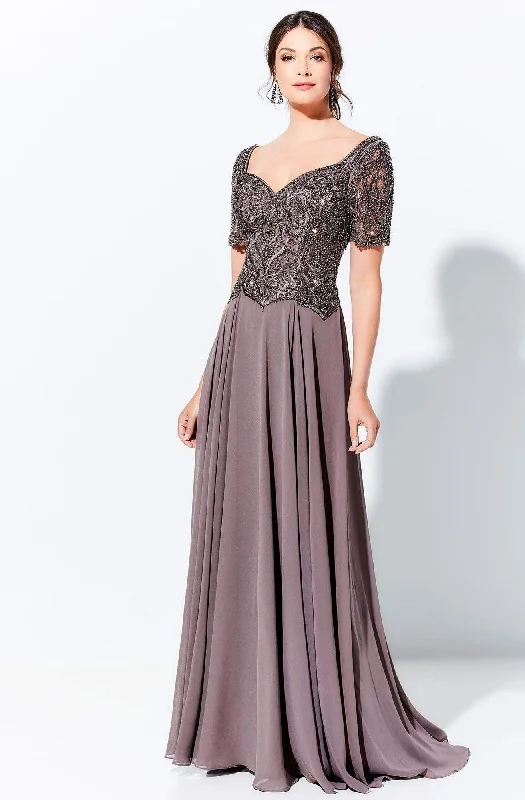 One-shoulder dresses for womenMon Cheri - V-Neck Beaded Long A-Line Evening Gown 120D04