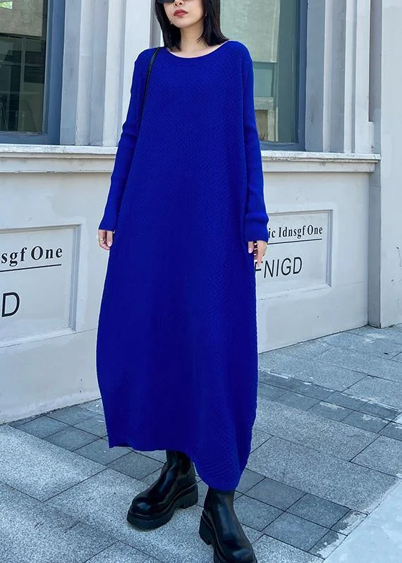 Soft pink women's sweaterChunky o neck long sleeve Sweater fall dresses Street Style blue Big knitted tops
