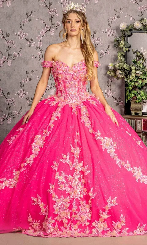 women's suit sets for summerGLS by Gloria GL3469 - Off-Shoulder Embroidered Corset Bodice Ballgown