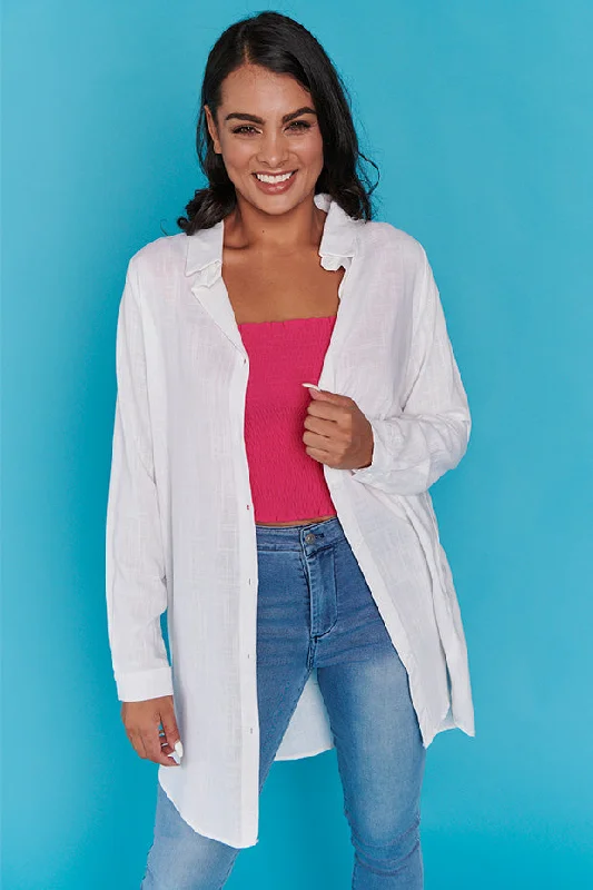 Solid color women's topsAshley White Shirt