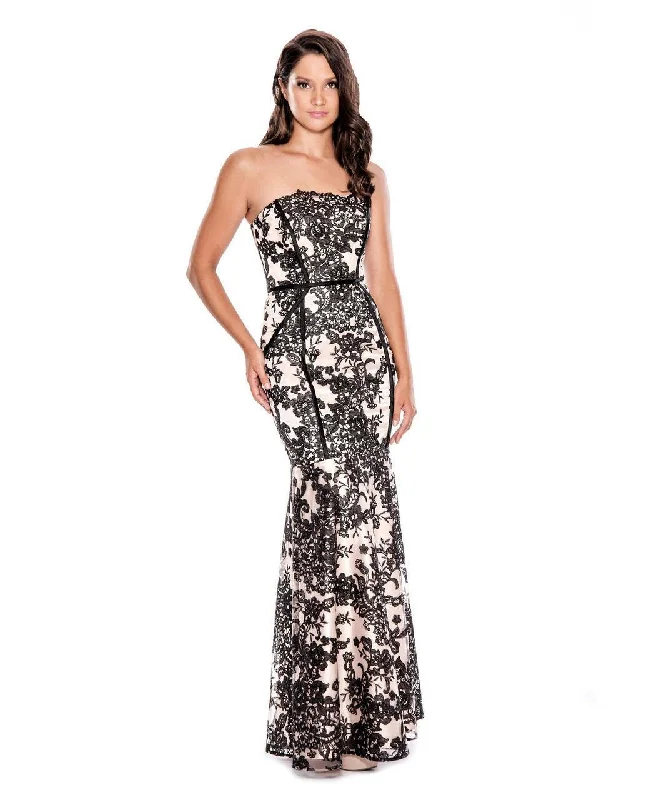 Little white dresses (LWDs) for womenDecode 1.8 183317 Straight Across Neck Floral Long Dress In Black/Nude