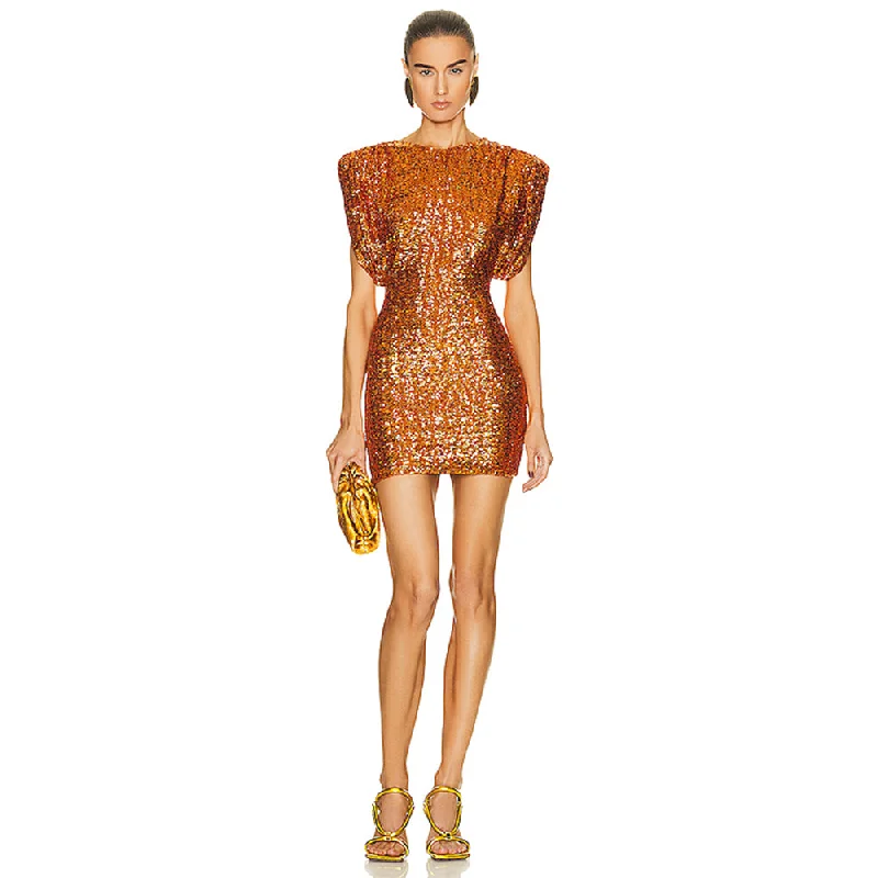 Little red dresses (LRDs) for womenRound Neck Sleeveless Sequins Mini Dress KLYF902