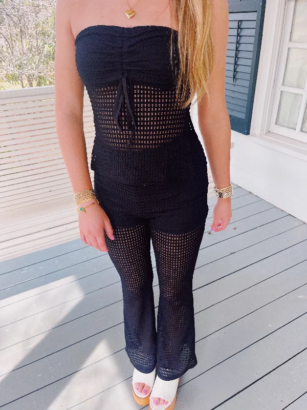 women's suit sets with sheer overlaysFancy Nancy Woven Set - Black