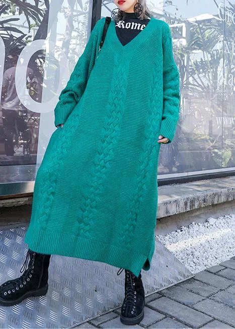 Luxury women's sweaterChristmas v neck Sweater fall weather Quotes blue green Art sweater dress