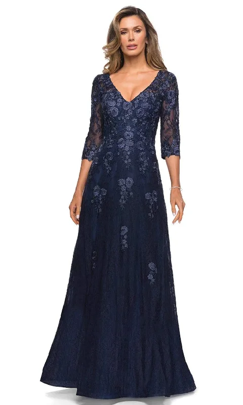 Mini dresses for womenLa Femme - 28000 Floral Lace Long Mother of the Bride Gown