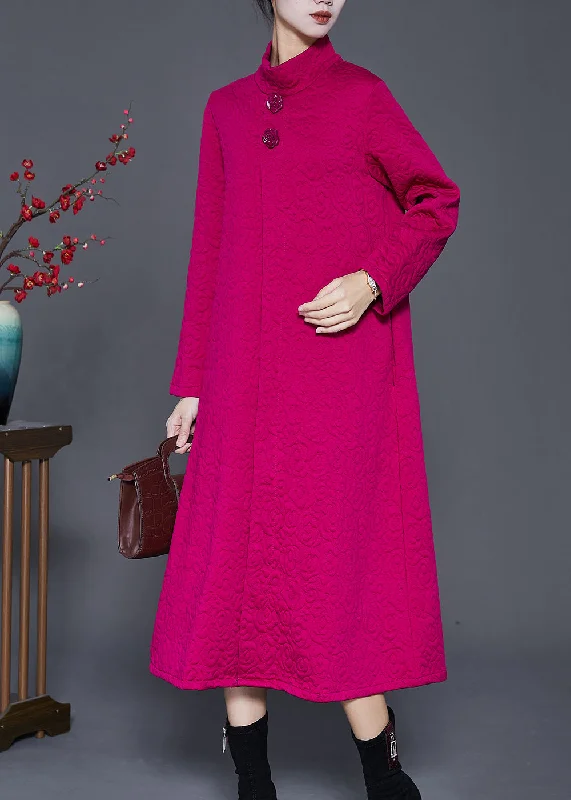 Workout dresses for active lifestylesRose Jacquard Cotton Vacation Dresses Stand Collar Spring