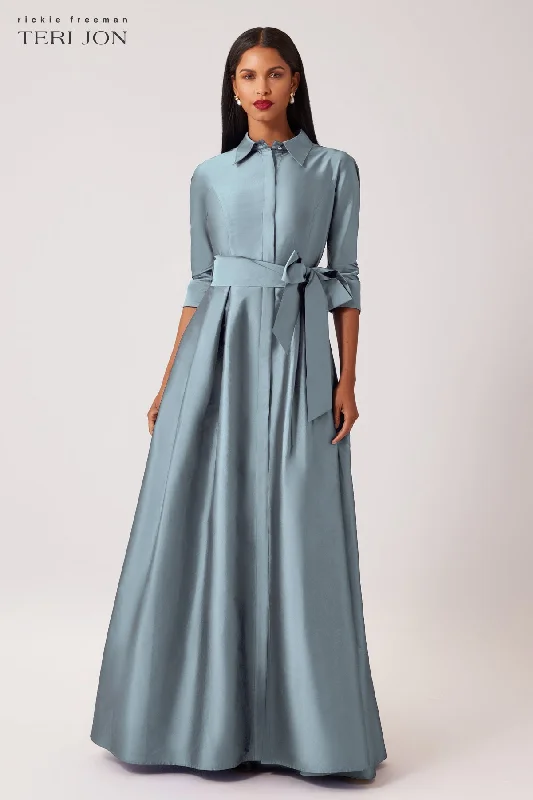 Winter women's tops3-4-sleeve-taffeta-shirt-waist-gown