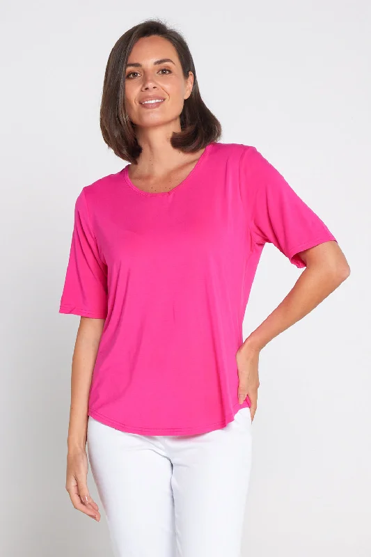 High-low hem women's topsBelinda Modal Tee - Hot Pink