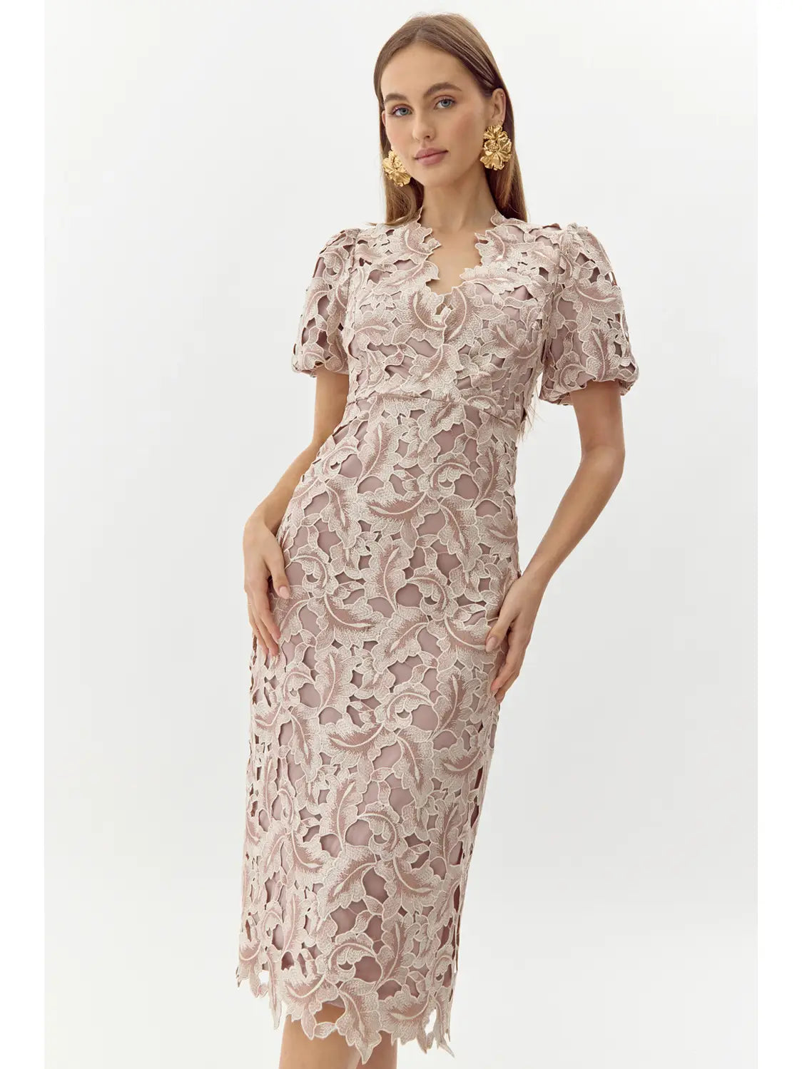 Tight-fitting dresses for womenChantelle Scalloped Lace Midi Dress
