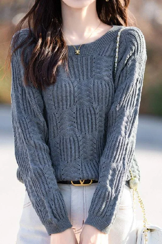 Button-down women's sweaterCasual Round Neck Open Knit - 6 Colors Available