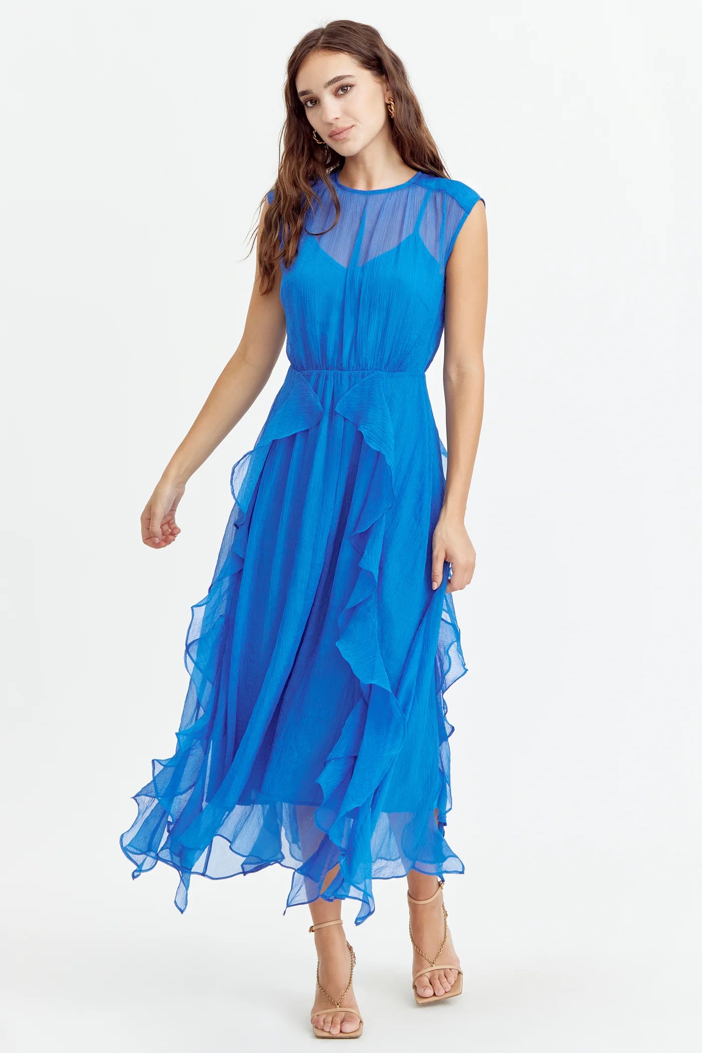 Floral dresses for womenRosalie Cascading Ruffled Midi Dress