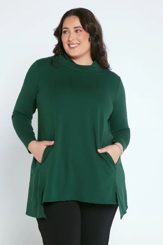 Turtleneck women's topsJoslin Cowl Tunic - Forest