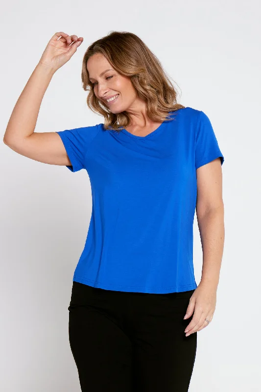 Embroidered women's topsBamboo Tee - Royal Blue