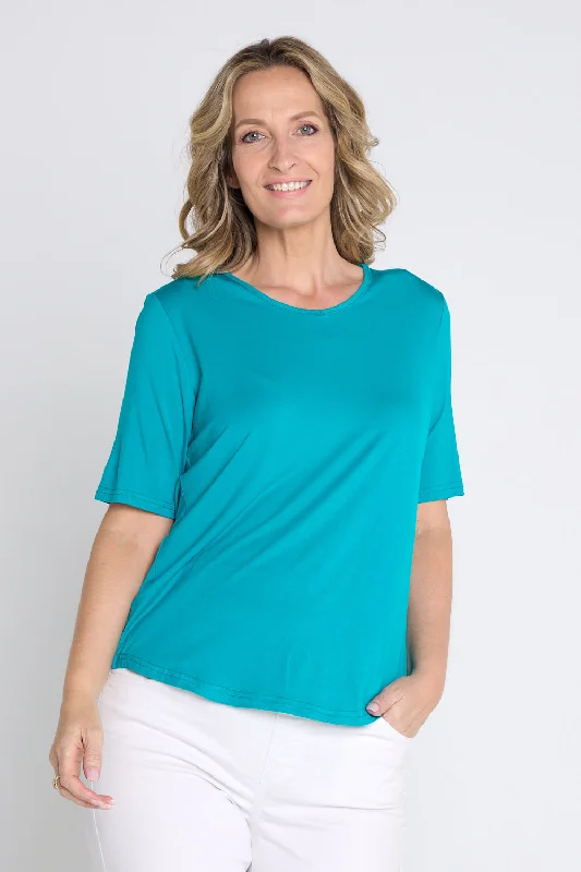 Geometric print women's topsBelinda Modal Tee - Teal