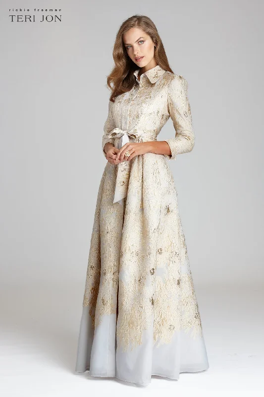 Boutique women's topsMetallic Shirt Waist Organza Gown