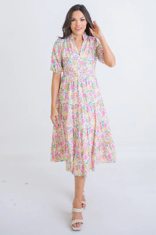 Layering dresses for versatile stylingPastel Floral Midi Dress
