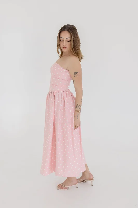 Sack dresses for womenReese Sleeveless Polka Dot Print Midi Dress Pink