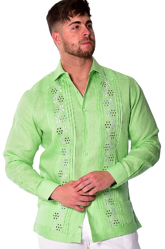 Luxury women's topsBohio Mens 100% Linen Fancy Guayabera Style Shirt- Embroidered & Pin-Tucked in (3) Colors - MLFG2033
