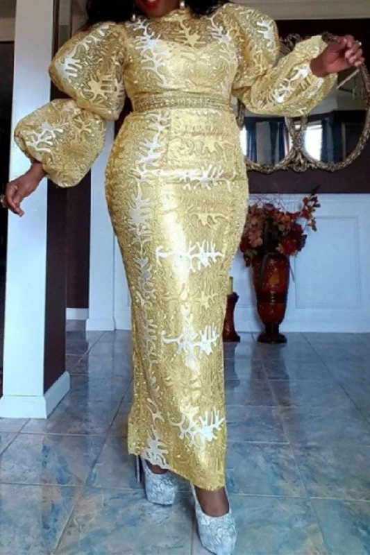 One-shoulder dresses for womenMetallic Dramatic Puff Sleeve Midi Dress