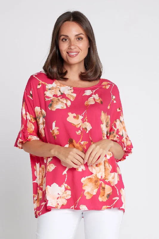 Fitted women's topsFarren Top - Pink Print