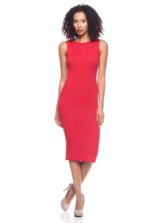 V-neck dresses for womenRed Midi Dress