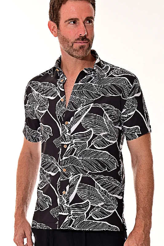 Tall women's topsBohio Men's Rayon Short Sleeve Button Down Tropical Hibiscus Print Shirt - MRS101
