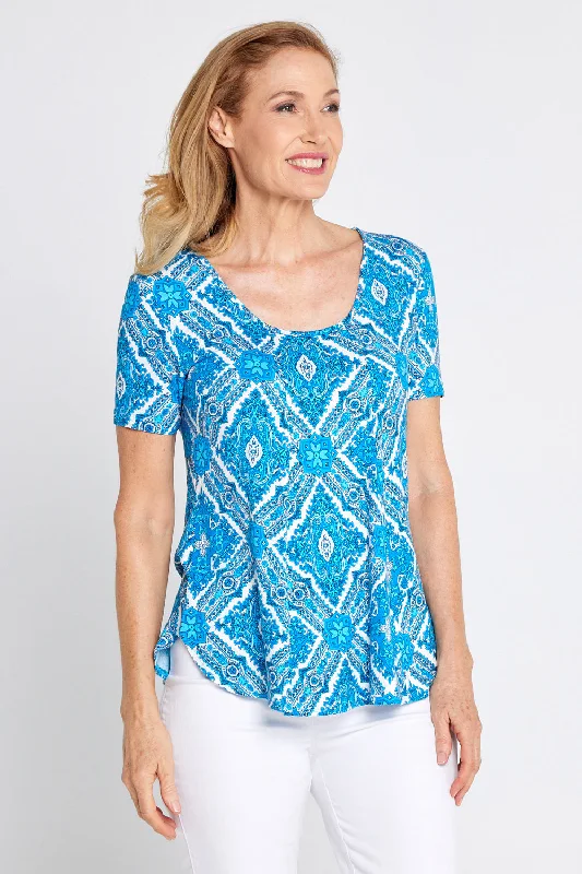 Checkered women's topsPostage Soft Top - Turquoise Paisley