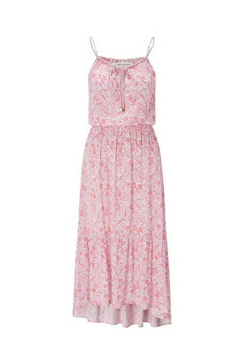 Flowy dresses for womenMuskmelon Tie Front Midi Frill Dress Paisley Orange