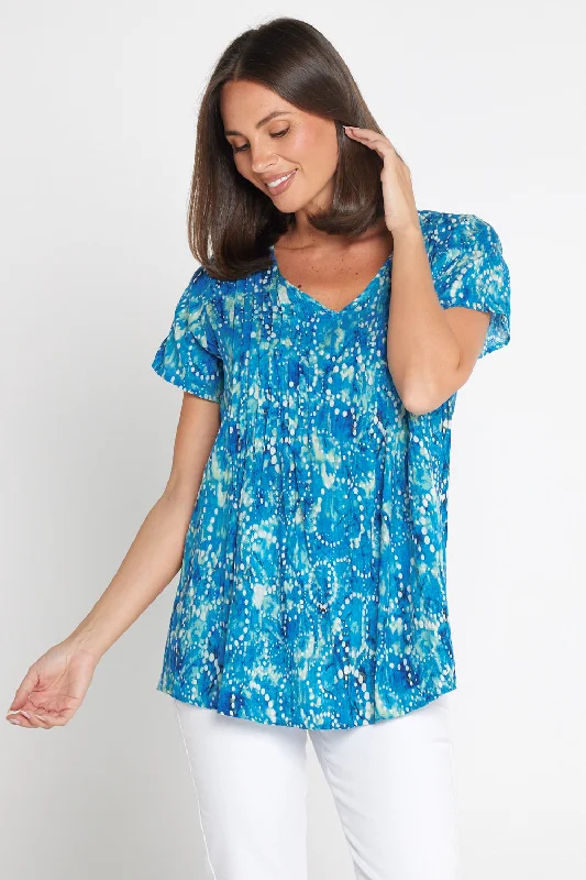 Eco-friendly women's topsCarmody Cotton Top - Ocean Blue Bubbles