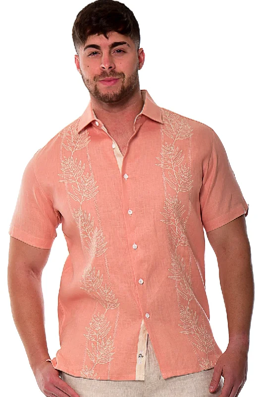 Layering women's topsBohio Men's 100% Linen Short Sleeve Shirt w/Tropical Leaf Print in (3) Colors-MLS2041